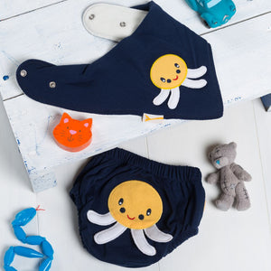 Squids In Nappy Cover and Bib Set