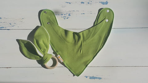 Lime Green Bib & Teething Ring Set