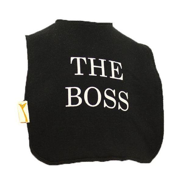 Black The Boss Square Bib
