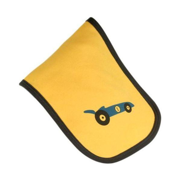 Yellow & Blue Racing Car Burp Cloth