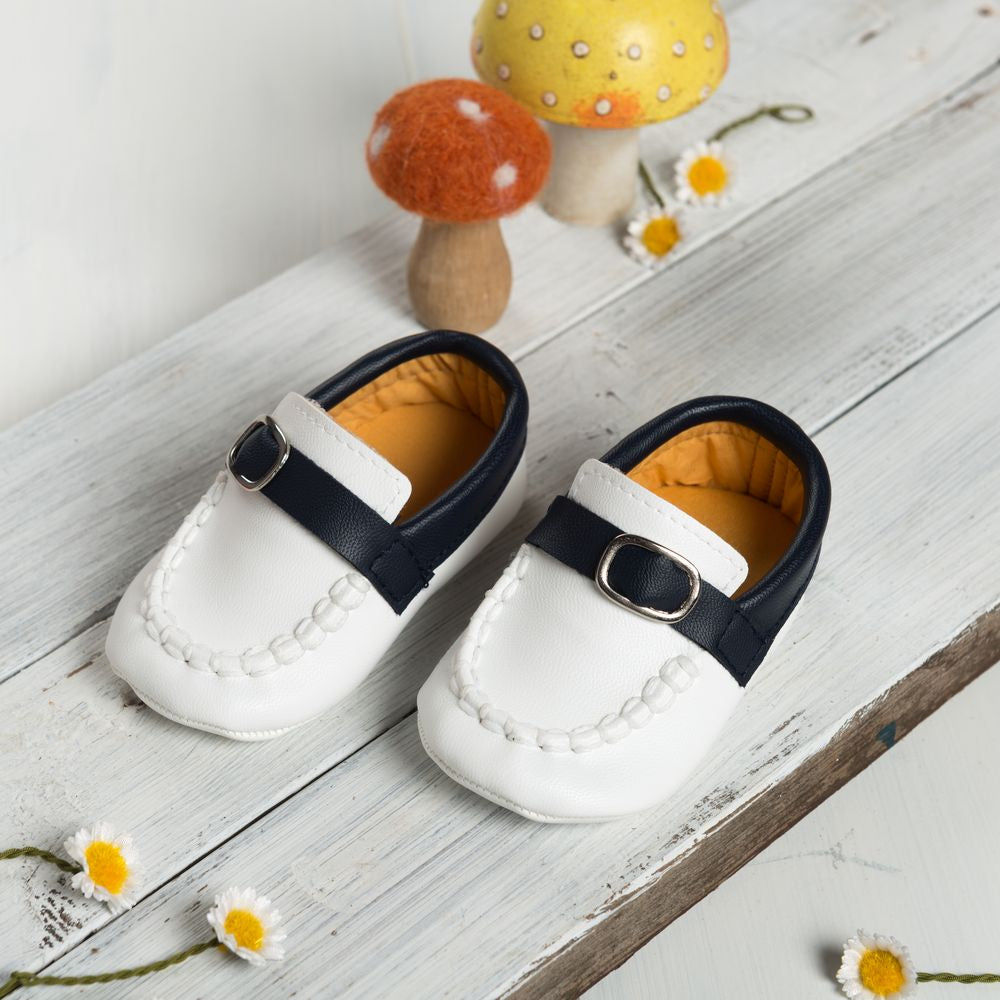 Smart White Shoes with Blue Band