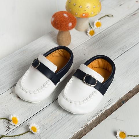 Smart White Shoes with Blue Band