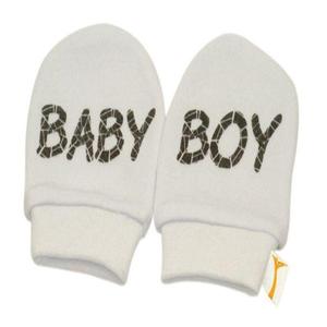 White & Brown Baby Boy Scratch Mittens