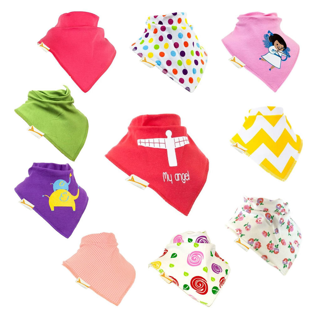 Angels & Roses Set of Funky Giraffe Bandana Bibs (Set of 10)