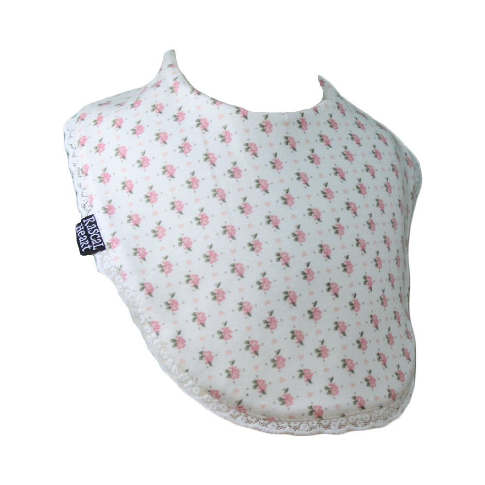 White Floral Rascal Heart Bib