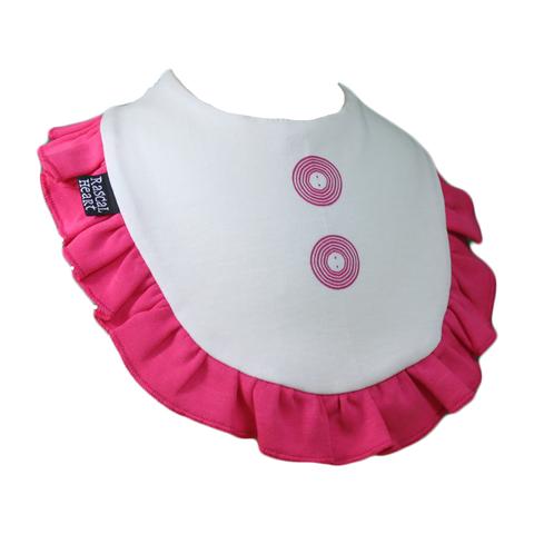 White & Pink Frilly Rascal Heart Bib