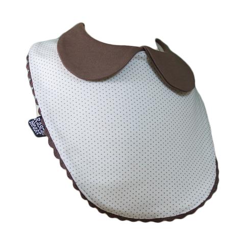 White & Brown Small Dots Rascal Heart Bib