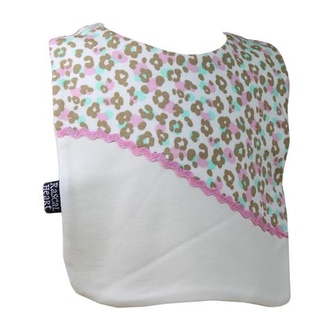 Leopard Print on White Rascal Heart Bib