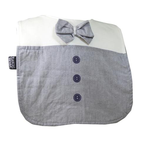 Cream & Grey Tie Rascal Heart Bib
