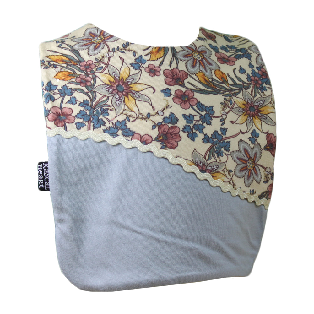 Grey Fancy Floral Rascal Heart Bib